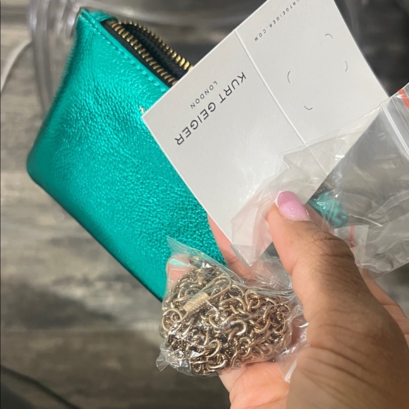 Kurt Geiger Elegant Teal Crystal-Embellished Clutch - Picture 10 of 11
